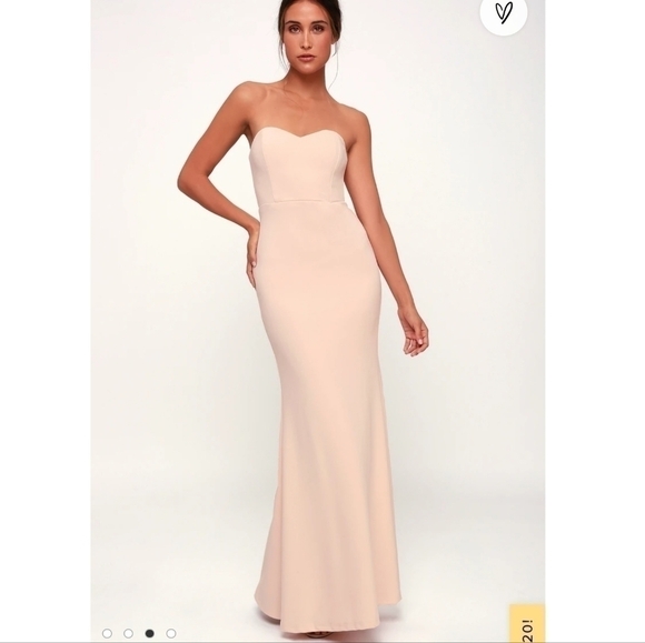 Lulu's Womens Medium Stand in the Spotlight Blush Strapless Maxi Dress - Picture 1 of 10
